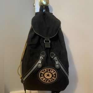 Kipling Fundamental Nylon Drawstring Black Backpack